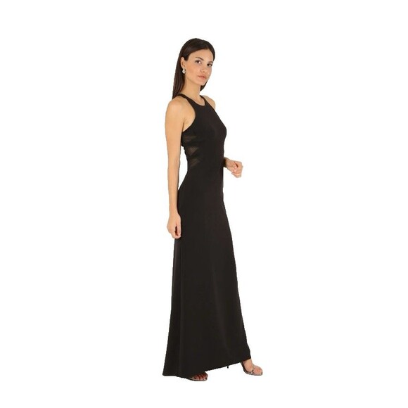 Halston Heritage Size 8  Black Crew Neck Long Dress Gown Cut Out $595 - Picture 5 of 15